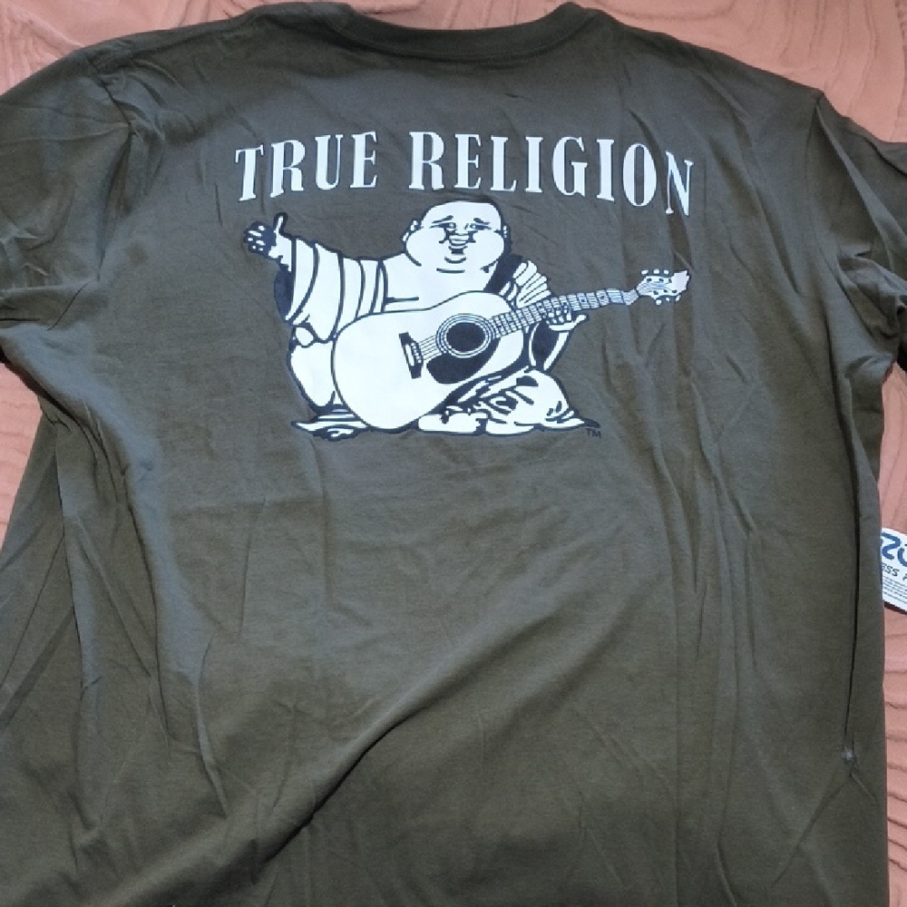 True Religion Green Short Sleeve Tee with Graphic Design